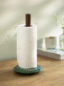 Support de papier essuie-tout en bois sur pied, rangement moderne pour rouleaux de papier toilette en bois - Product Image 3