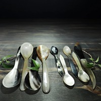 Cuillère artisanale en corne de buffle naturelle, écologique, durable, non toxique, vaisselle pour la table, cuillère polie, couverts écologiques pour ensemble