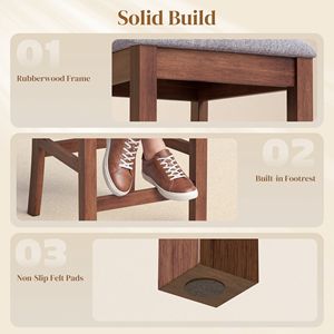 Set of 2 Counter Height Bar <b>Stools</b> with Padded Seat <b>High</b> <b>Back</b> Kitchen Chairs in Gray and Dark Brown for Dining Room - Product Image 6