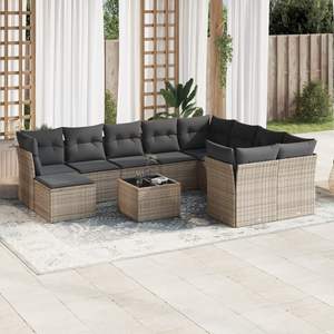 Large <b>Grey</b> PE <b>Rattan</b> Garden <b>Sofa</b> Set with Removable Covers - Product Image 1