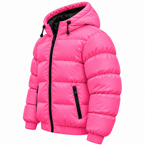 Chaqueta Acolchada Rosa Personalizada para Hombre y Mujer, Chaqueta de Invierno con Capucha y Cierre Negro, Venta al Por Mayor OEM - Product Image 4