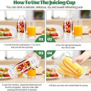 Frullatore Elettrico Portatile da 350ml, Mini Mixer per Frutta Ricaricabile USB, Macchina Multifunzione per Succhi - Product Image 6