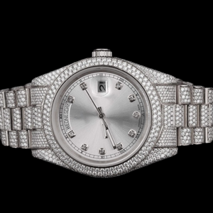 Reloj de Diseño para Hombre, Estilo Hip Hop, Personalizado y Hecho a Mano, Completamente Cubierto de Diamantes de Imitación, Esfera Blanca con Características Clásicas - Product Image 4