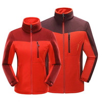 Chaqueta de forro polar personalizada para parejas, con bloques de color, para hombre y mujer, en amarillo, verde, naranja, rojo, rosa y azul, con cuello alto y cremallera completa, abrigo cálido.