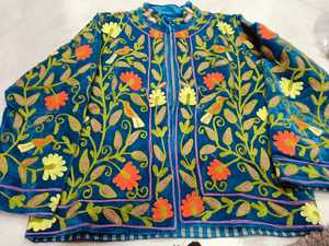 Women Suzani Embroidered Floral Winter <b>Bomber</b> <b>Jacket</b> Cotton Woven Finished Eco-Friendly <b>Vintage</b> Loose Fit Long Sleeve Open - Product Image 1
