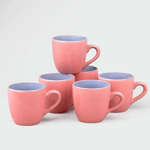 Luxe Pink Satin Ceramic Tea <b>Cup</b> <b>Set</b> of 6 Elegant Modern Design with Gold Handle 200ml Capacity for Espresso and Afternoon Tea - Product Image 6