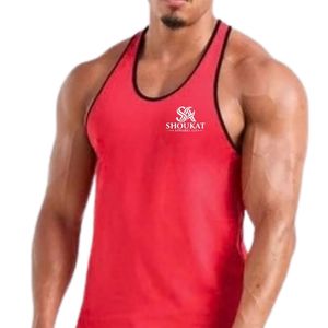 <b>Mens</b> <b>Red</b> Racerback Tank Top Gym Workout <b>Vest</b> Athletic Fitness Training Bodybuilding Sportswear Sleeveless Running Activewear - Product Image 5