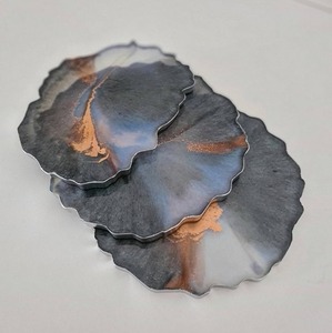Square resin <b>coaster</b> <b>set</b> with glossy finish protecting furniture surfaces daily use stylish living room decor - Product Image 4