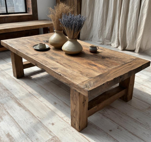 High Quality Solid Acacia Wood <b>Coffee</b> <b>Table</b> with Legs Eco-Friendly Farmhouse & Hotel Use 4-Seater Modern Design - Product Image 5
