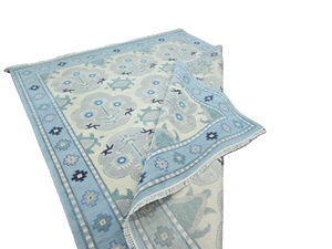 Tapis en laine moderne fait à la main de haute qualité bleu blanc tapis de Style persan 6x9 et 8x10 tailles pour la maison Orientaux tricotés à la main - Product Image 6