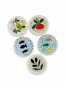 Juego de posavasos cuadrados de madera, bambú y mosaico de vidrio, resistentes al calor, protectores de superficie para mesa, alfombrillas para bebidas, para tazas de café. - Product Image 4
