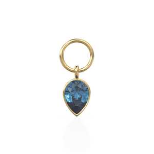 Pendentif en Or Massif avec Topaze Bleue de Londres en Forme de Poire, Sertissage Minimaliste, Pierre de Naissance de Décembre, Bijoux Fins, Pendentifs et Breloques - Product Image 1