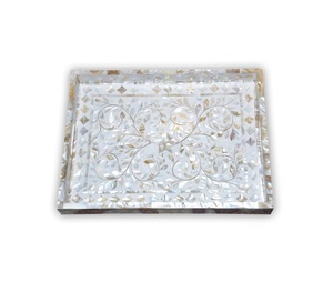 Bandeja de diseño famoso con incrustaciones de nácar, bandeja de servir de nácar, bandeja de MDF, bandejas decorativas, bandeja de resina al mejor precio. - Product Image 1