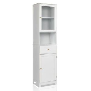 Mobiletto da bagno con 2 ante e 1 ripiano, finitura verniciata a spruzzo bianca - Product Image 6