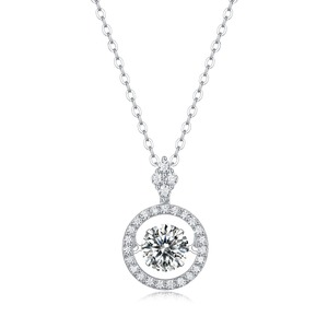 Collar con Colgante de Diamante Moissanite en Oferta, Colgante de Cristal Brillante con Cadena de Plata para un Look Moderno - Product Image 1