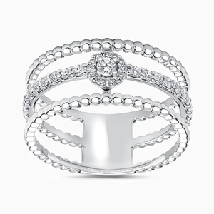 925 Silver Moissanite Set Triple <b>Row</b> Engagement Ring for Party Rhodium Plated Luxury - Product Image 5