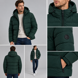 Abrigo Térmico con Capucha Tejido a Medida Unisex Tallas Grandes, Cremallera, Cuello Alto, Transpirable, Estilo Urbano, Poliéster/Algodón, Relleno de 300g - Product Image 6