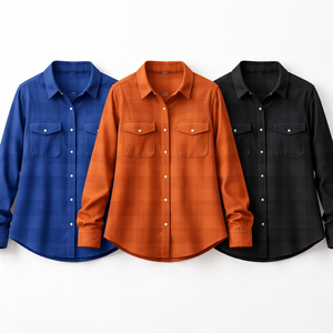Camisas de Franela a Cuadros de Corte Regular Premium, Estilo Vintage, Casuales, Tejidas, para Mujer - Proveedor OEM, Compra Directa de Fábrica al por Mayor - Product Image 5