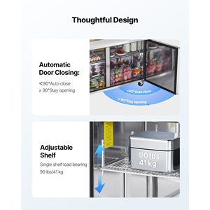 60\" Commercial Kitchen Refrigerator 15.4 Cu. Ft Sandwich Prep Refrigerated <b>Table</b> Mega Top 24-Pan Cutting for Food Prep <b>Fridge</b> - Product Image 6