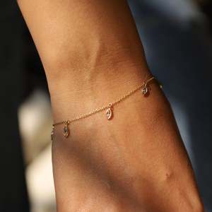 18K <b>Gold</b> Diamond <b>Charm</b> <b>Bracelet</b>-Minimal Dainty Fine Jewelry - Product Image 1