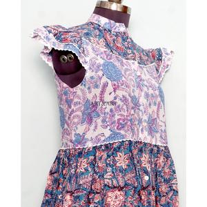 Robe longue d'été moderne pour femme 100 % coton à imprimé floral, écologique, élégante pour les fêtes, décontractée pour le quotidien, avec boutons décoratifs - Product Image 5