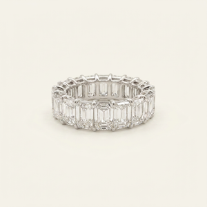 Bague de cocktail unisexe AMBER JEWELS en argent 925 plaqué argent avec moissanite taille baguette sertie à griffes, style tendance, bague de fiançailles - Product Image 3
