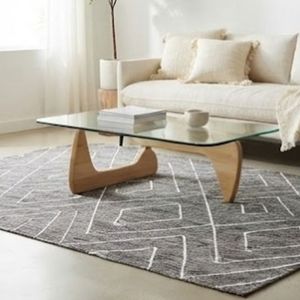 Best Selling Modern Geometric Pattern Flat Weave Area <b>Rug</b> Rectangle Gray White Non-Slip Rubber Backing Living Room Use - Product Image 4