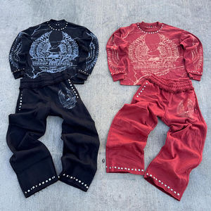 Conjunto Deportivo Casual de Invierno para Hombre, Estampado, Cómodo, de Algodón Suave, Diseño Apilado, Tejido Bordado - Product Image 1