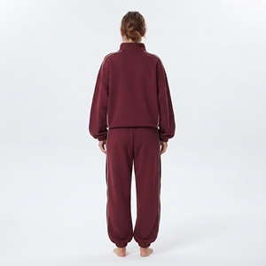 Ensemble survêtement femme en molleton de coton avec sweat à capuche zippé et pantalon assorti - Product Image 2