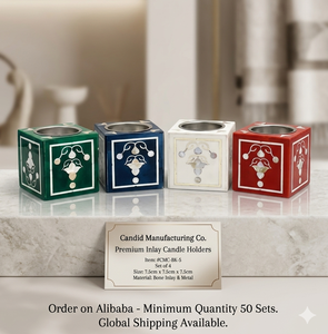 Juego de incensario de metal con incrustaciones de nácar, soporte decorativo para incienso, cuenco para Bakhoor, tamaño y color personalizados para bodas - Product Image 1