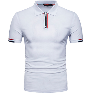 Chemise noire pour homme en polyester tissé 100 %, séchage rapide, manches courtes, fermeture éclair sur le devant, design uni décontracté, coupe classique - Product Image 2