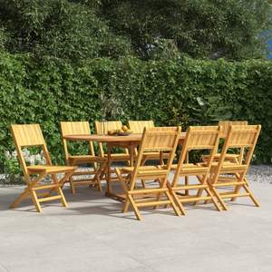 Ensemble de 8 chaises pliantes de jardin en teck massif, qualité supérieure, mobilier d'extérieur - Product Image 1