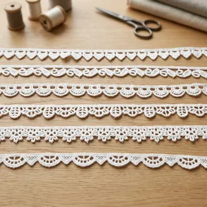 Dentelle soluble à l'eau brodée en soie de lait, garniture florale ajourée, applique pour robe de mariée, accessoire de couture décoratif pour vêtements de mariage - Product Image 1