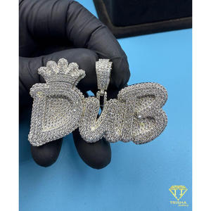 Collier personnalisé avec lettre couronnée « DUB », serti de diamants Moissanite, style Hip Hop Bling, chaîne Tennis, cadeau bijou - Product Image 2