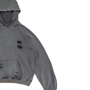 Sweat-shirts unisexes en coton 100 % de haute qualité pour hommes, style streetwear, effet vieilli, collection hiver 2026, personnalisables, vente en gros - Product Image 2