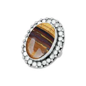 Anillos de Piedras Preciosas Naturales de Ojo de Tigre en Plata Alemana de Primera Calidad con Engaste de Bisel en Varias Formas para Hombres y Mujeres Estilo Indio - Product Image 4