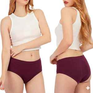 Culotte Hipster Femme en Coton Tricoté Teint Uni Taille Moyenne XL – Nouvelle Collection Confortable et Respirante avec Dentelle – Qualité Supérieure - Product Image 1