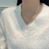 Collier tendance en argent sterling 925 avec chaîne à maillons et pendentif croissant en moissanite couleur D VVS1 pour femme, bijoux fins pour usage quotidien