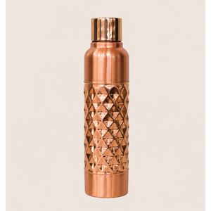 Wholesale Customizable Luxury Copper <b>Water</b> <b>Bottle</b> with Diamond Hammered Design Handmade Ayurvedic <b>Bottle</b> for Yoga Gym and Office - Product Image 5