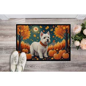 Westie Fall paillasson antidérapant lavable à poils bas tapis d'entrée intérieur/extérieur 24H X 36W tapis de porte avant pour animaux de compagnie - Product Image 2