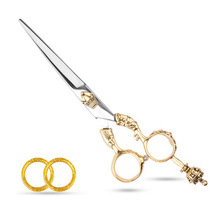 Vente en gros de ciseaux de coiffeur professionnels de haute qualité en acier inoxydable ciseaux de coupe de cheveux lame tranchante argent or ciseaux de salon - Product Image 1