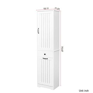 Mobiletto bianco con 1 vano e 1 cassetto per lavanderia, collezione di mobili da bagno - Product Image 3
