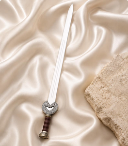 Réplique d'épée de fantaisie artisanale en acier inoxydable avec manche en bois orné et plaque murale en bois, couteau de combat/camping OEM - Product Image 1