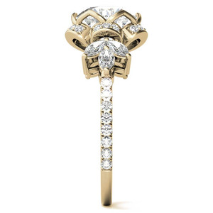 Anillo de lujo de oro macizo de 10k, 14k, 18k con diamante de color D, anillo de compromiso floral redondo de 6 puntas con diamante cultivado en laboratorio H&A para mujer - Product Image 3