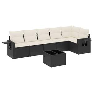 Conjunto de Sofás de Jardín de Ratán PE Negro con Patas Ajustables Grandes, Sofás de Jardín Ajustables - Product Image 2