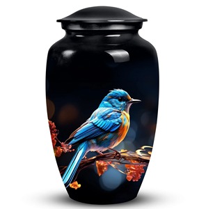 Decorative Metal Temple Urn <b>Vase</b> with Lid Elegant Table Accent - Product Image 3