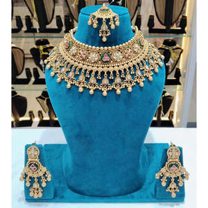 Ensemble de collier ras-de-cou en perles de pierre Pota de style héritage Jewelemarket, motif géométrique, bijoux fins pour usage quotidien et mariages 10575488MGR - Product Image 1