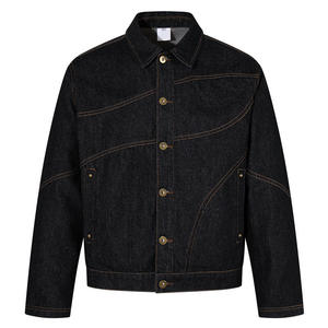 Veste à capuche en denim foncé pour homme, fermeture à boutons, coton lavé, coupe ample, hiver, couleur unie, style décontracté, anti-UV, écologique - Product Image 1