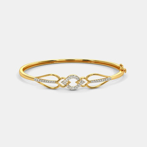 <b>Infinity</b> Knot Diamond Gold Open Cuff Bangle - Product Image 3