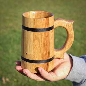 Handmade Wooden Beer <b>Mug</b> Stainless Steel Insert Classic Design Hand Grip Dishwasher Microwave Safe Solid Pattern Gift <b>Box</b> for - Product Image 1